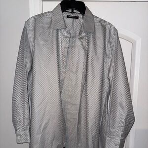 Karl Lagerfeld Gray Dress Shirt with Traditional Collar